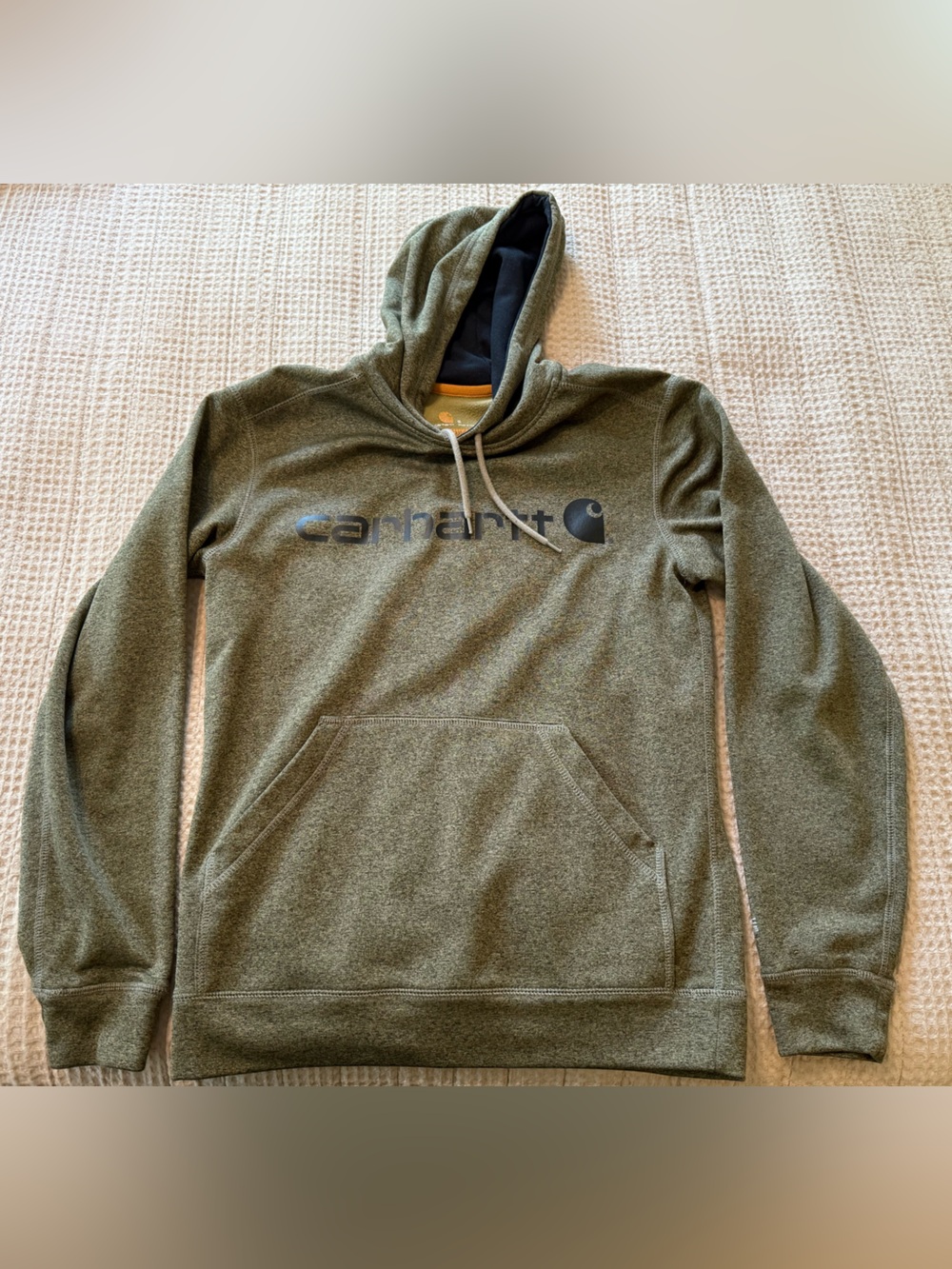 Carhartt Men's Olive Crewneck Logo Pullover Hoodie